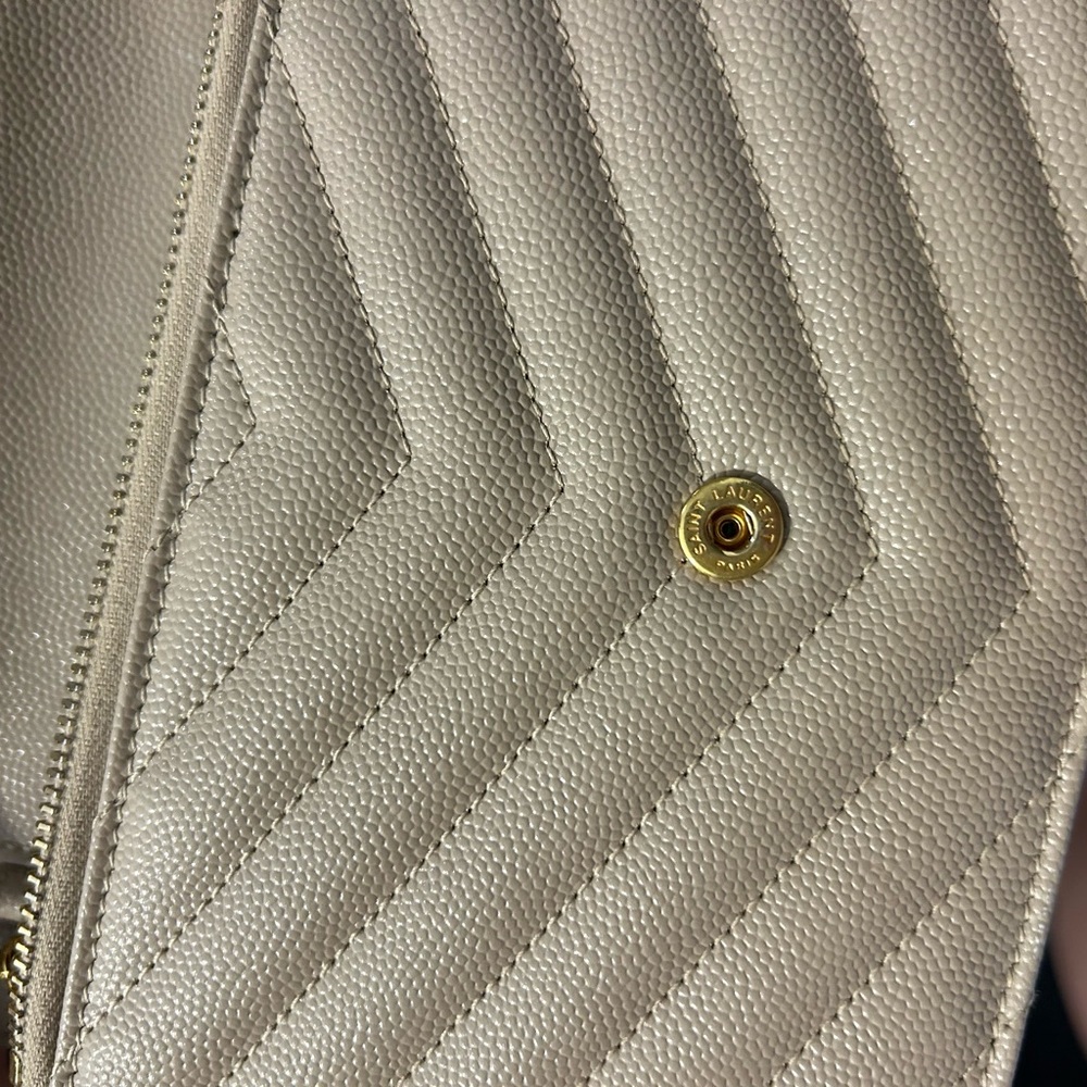 Saint Laurent Tan Chevron Quilted Clutch - Picture 5 of 12